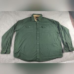 Wrangler Green Long Sleeve Green Button-Up Shirt 2XL 100% Cotton Vintage
